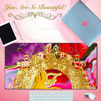 Gold Glam Initial F Monogram Motivation Abstrakt Schreibtischunterlage