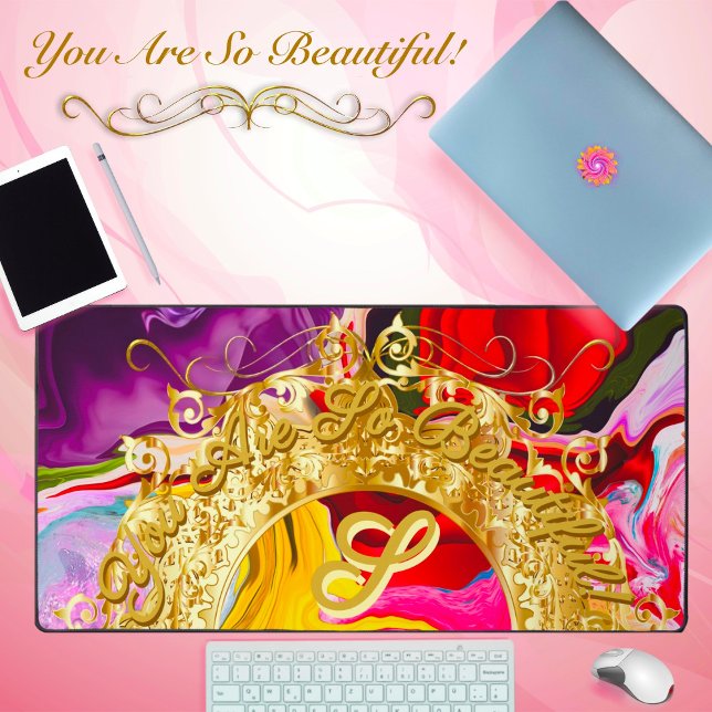 Gold Glam Initial S Monogram Motivation Abstrakt Schreibtischunterlage (Von Creator hochgeladen)