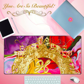 Gold Glam Initiale H Monogramm Motivation Abstrakt Schreibtischunterlage
