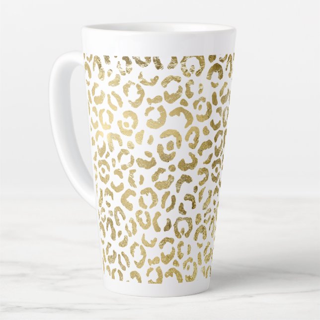 Gold Glam Leopard Print Milchtasse (Linke Ecke)