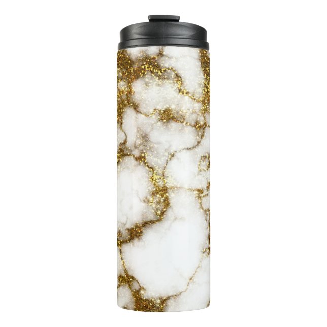 Gold Glam Marmor Thermosbecher (Vorderseite)