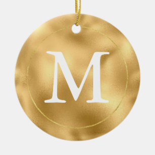 Gold Glam Monogram Keramik Ornament