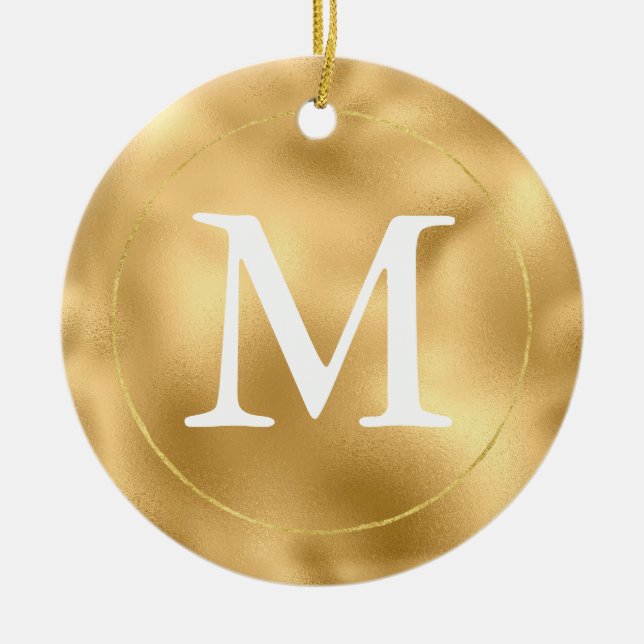 Gold Glam Monogram Keramik Ornament (Vorne)