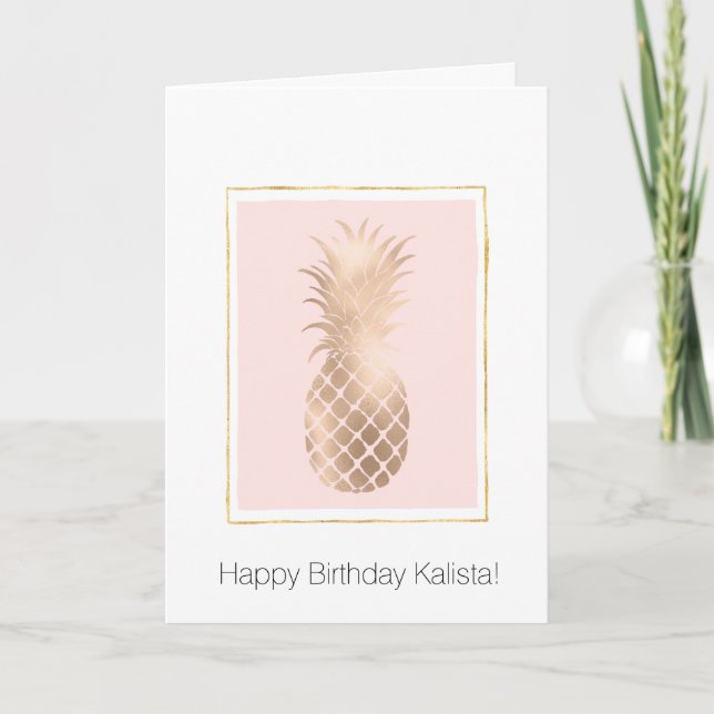Gold Glam Pineaple Geburtstag Karte (Vorderseite)