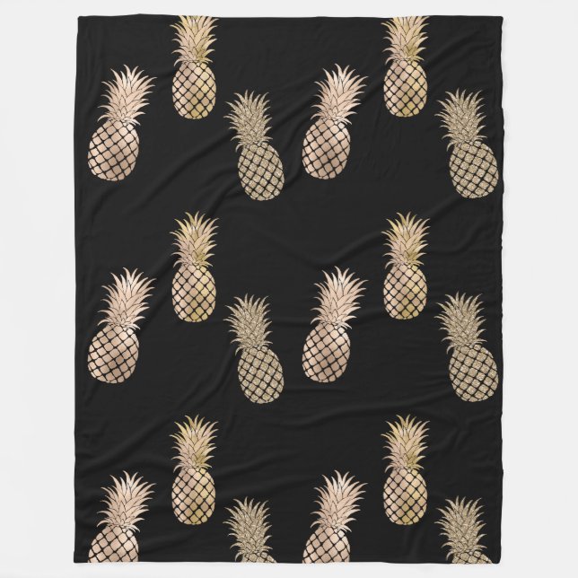 Gold Glam Pineapples Fleecedecke (Vorderseite)