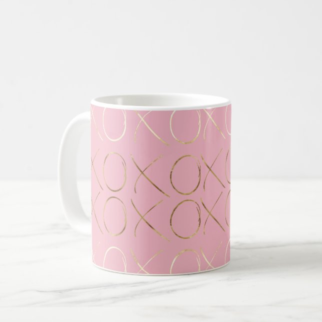 Gold Glam Pink XOXO Kaffeetasse (Vorderseite Links)