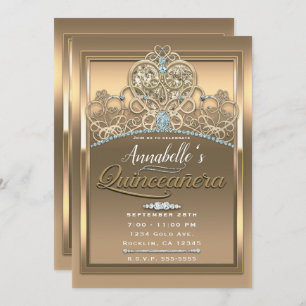 Gold Glam Princess Herz Tiara Geburtstagsparty Einladung