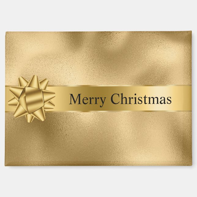 Gold Glam Ribbon und Bow Weihnachten Magnet (Vorderseite)