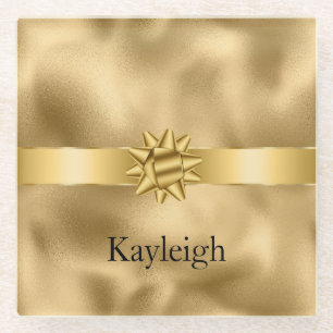 Gold Glam-Schleife und Bogen Weihnachten Glasuntersetzer
