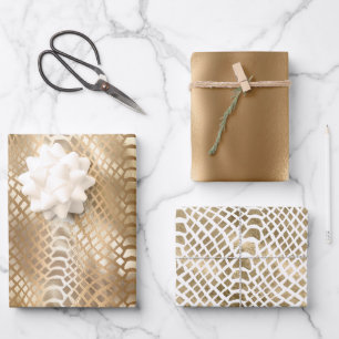 Gold Glam Snake Skin Geschenkpapier Set