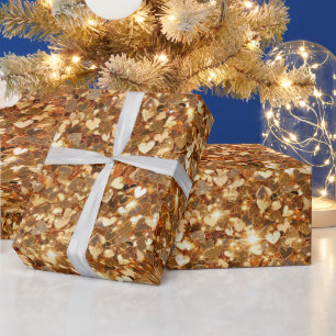Gold Glam Sparkle Herz Geschenkpapier