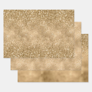 Gold Glam Sparkle Leopard Print Glitzer Geschenkpapier Set