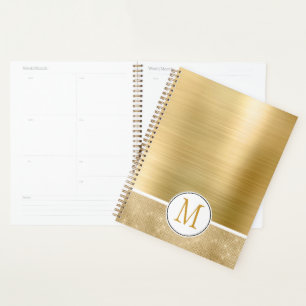 Gold Glam Sparkle Monogram Planer