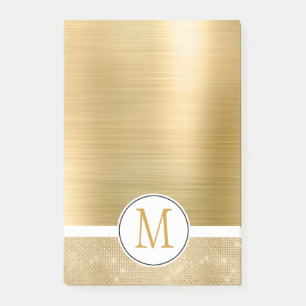 Gold Glam Sparkle Monogram Post-it Klebezettel