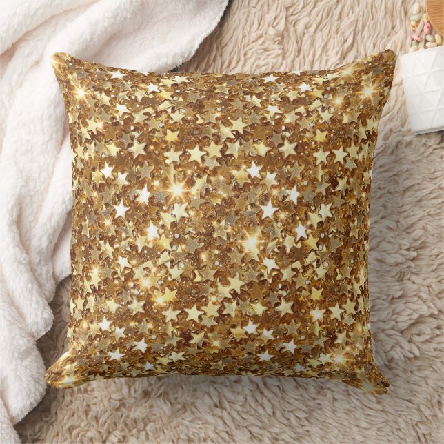 Gold Glam Sparkle Stars Kissen (Decke)
