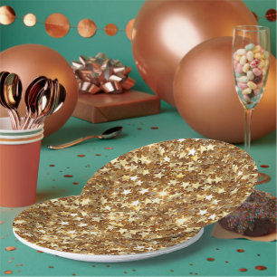 Gold Glam Sparkle Stars Pappteller