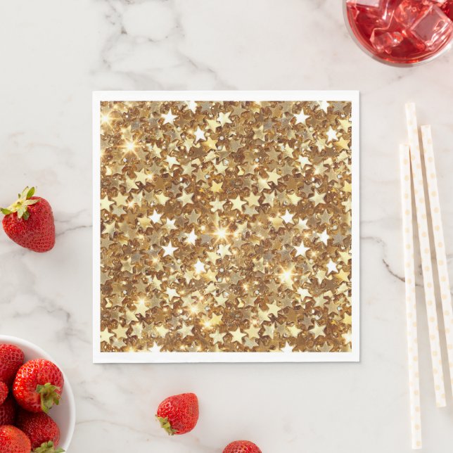Gold Glam Sparkle Stars Serviette (Beispiel)