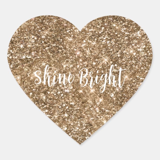 Gold Glam Sparkling Glitzer Herz-Aufkleber (Vorderseite)