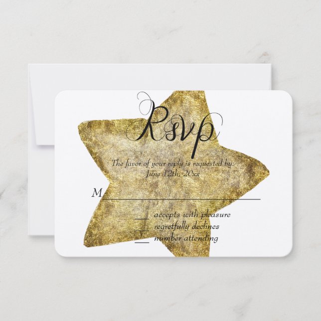 Gold Glam Star UAWG RSVP Karte (Vorderseite)