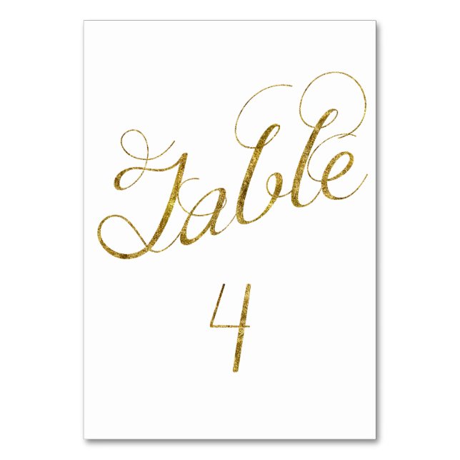 Gold Glam Tabelle 4 Zahl Tischnummer (Vorderseite)
