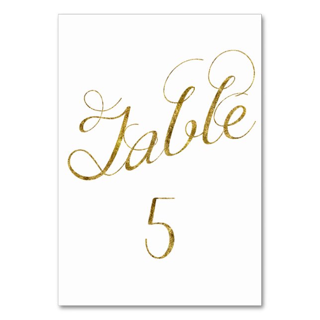 Gold Glam Tabelle 5 Nummer Tischnummer (Vorderseite)