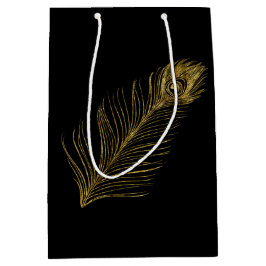 Gold Glam und Black Peacock Feather Mittlere Geschenktüte