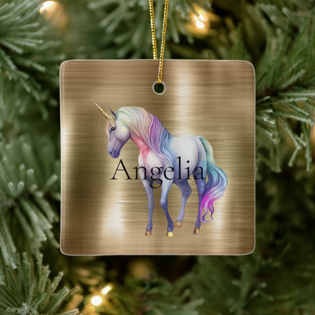Gold Glam Unicorn Keramikornament (Baum)