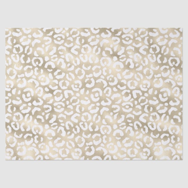 Gold Glam Weißer Leopard Seidenpapier (Vorderseite)
