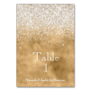 Gold Glam White Glitzer Sparkle Tischnummer