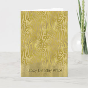 Gold Glam Zebra Print Streifen Geburtstag Karte