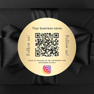 Gold glamorous business qr code instagram runder aufkleber