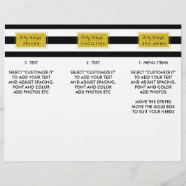 Gold Glamour Black Stripes Salon Menü Broschüre