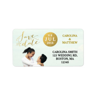 Gold Glamour Foto Save-the-Date-Adressetikett Adressaufkleber