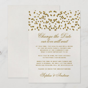 Gold Glamour Glitzer Confetti Ändern Sie das Datum Einladung