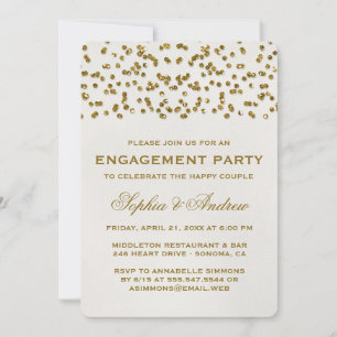Gold Glamour Glitzer Confetti Engagement Party Einladung