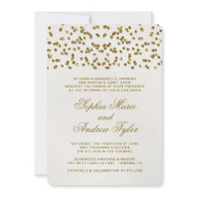 Gold Glamour Glitzer Confetti Hochzeit Einladung