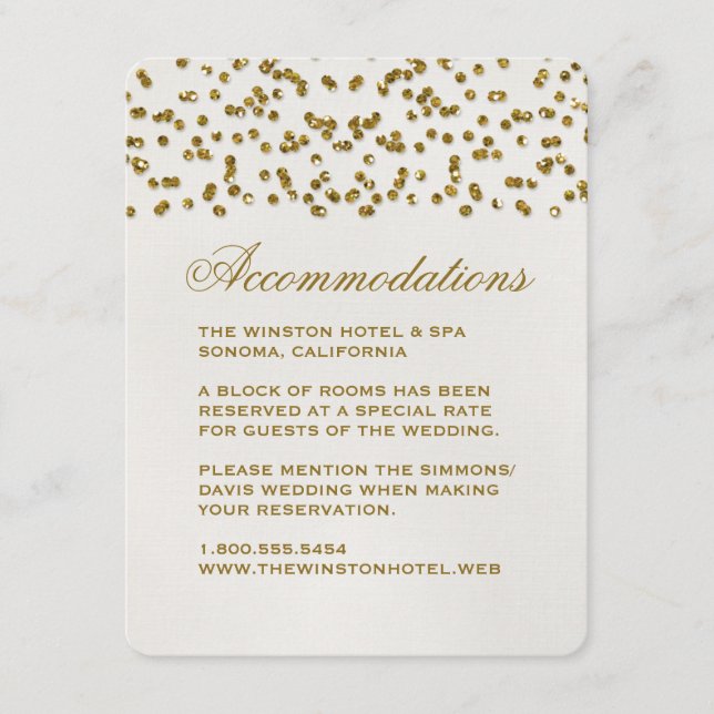 Gold Glamour Glitzer Confetti Hochzeitsteckkarte Begleitkarte (Vorderseite)