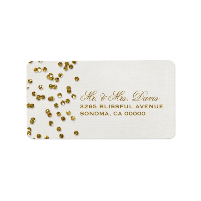 Gold Glamour Glitzer Confetti Labels Adressaufkleber (Vorne)