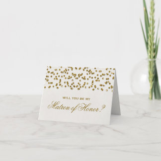 Gold Glamour Glitzer Confetti Matron of Honour Einladung