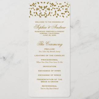 Gold Glamour Glitzer Confetti Wedding Program Programm