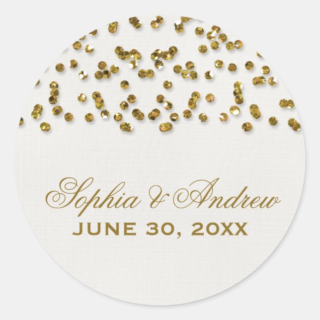Gold Glamour Glitzer Confetti Wedding Sticker (Vorderseite)