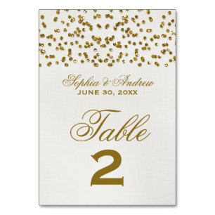 Gold Glamour Glitzer Confetti Wedding Tischnummer