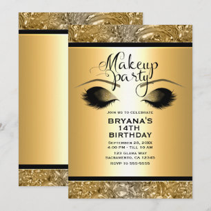Gold Glamour Mädchen Make-up Wimpern Party Event Einladung