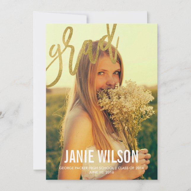 Gold Glamour Moderne Abschluss Ankündigung (Vorderseite)