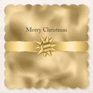 Gold Glamour-Schleife und Bogen Weihnachten Untersetzer