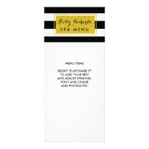 Gold Glamour Schwarz-weiß Stripes Salon Menü