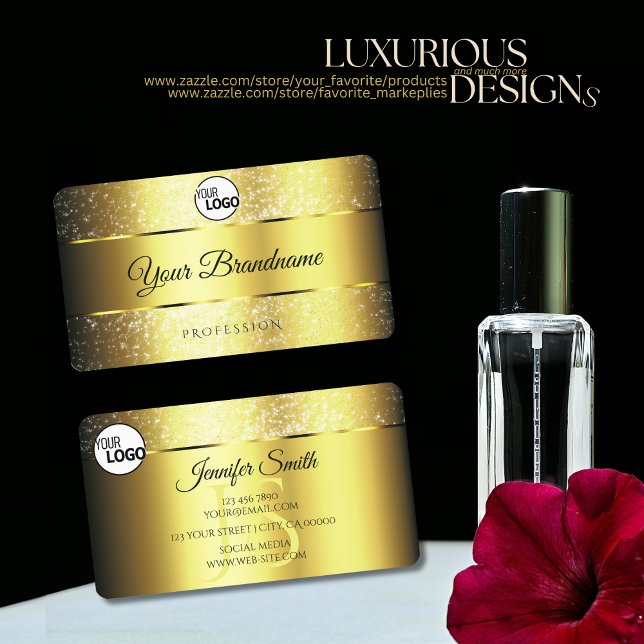 Gold Glamour Sparkle Glitzer Stars Logo & Initiale Visitenkarte (Von Creator hochgeladen)