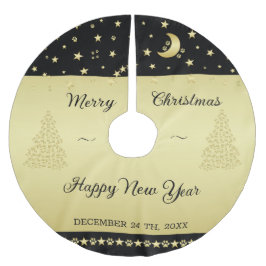 Gold glänzende Weihnachtssterne, Pfoten auf Gold u Polyester Weihnachtsbaumdecke