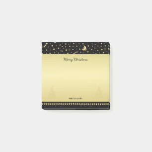 Gold glänzende Weihnachtssterne, Pfoten auf Gold u Post-it Klebezettel
