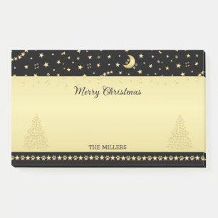 Gold glänzende Weihnachtssterne, Pfoten auf Gold u Post-it Klebezettel